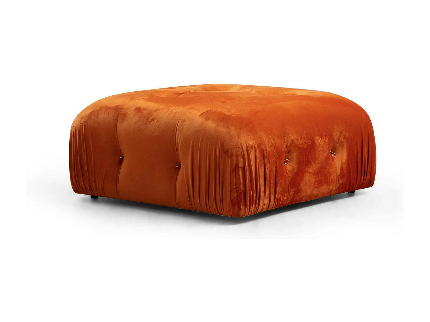 Canapé modulable velours orange 4 places avec pouf Noah