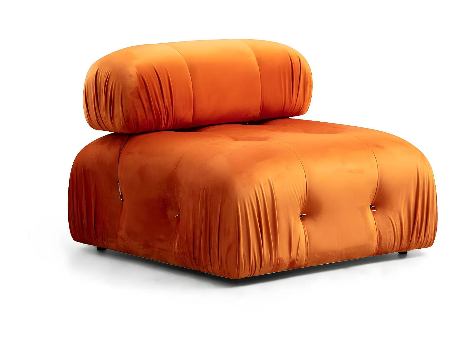 Canapé modulable velours orange 4 places avec pouf Noah