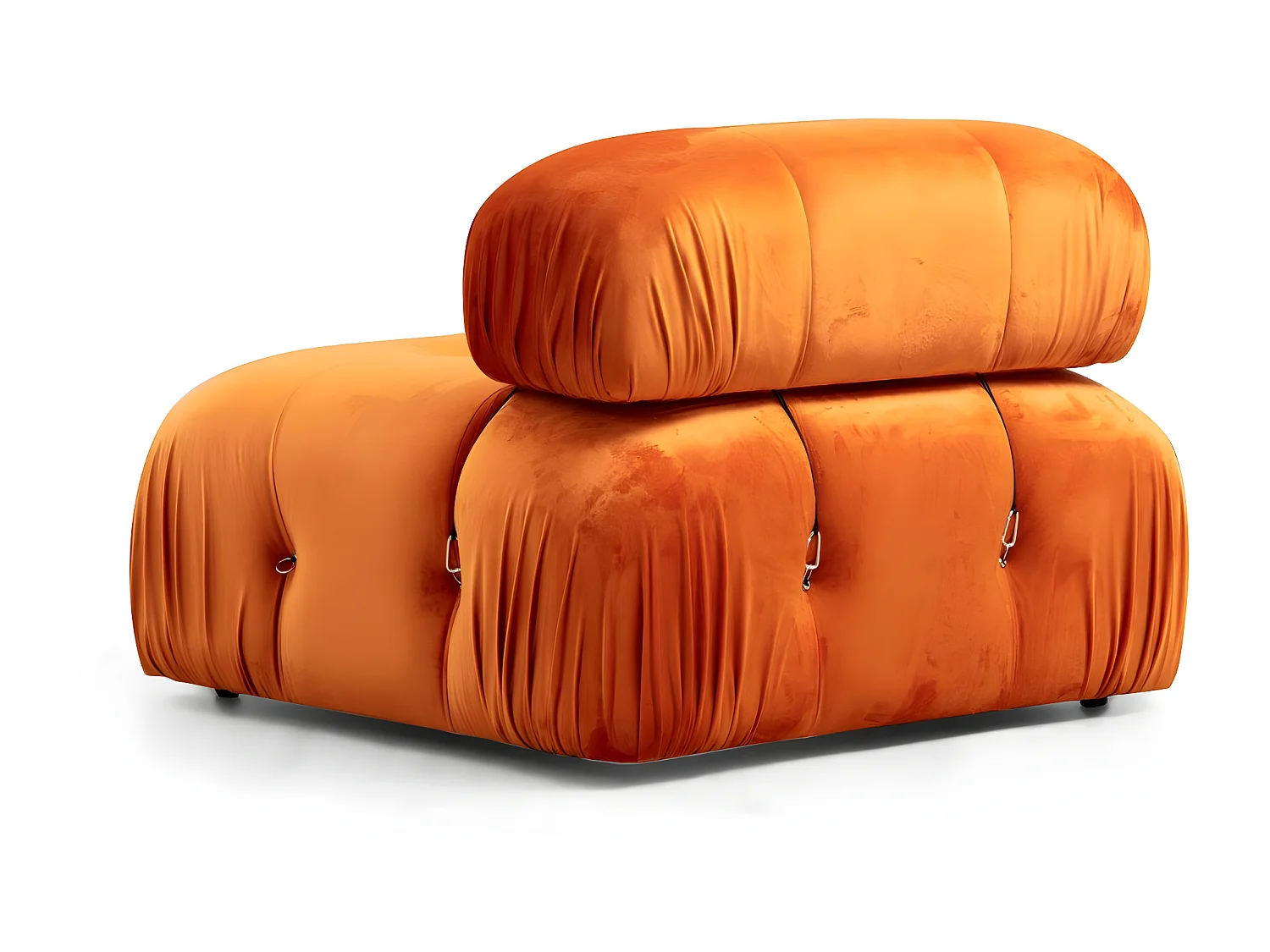 Canapé modulable velours orange 4 places avec pouf Noah