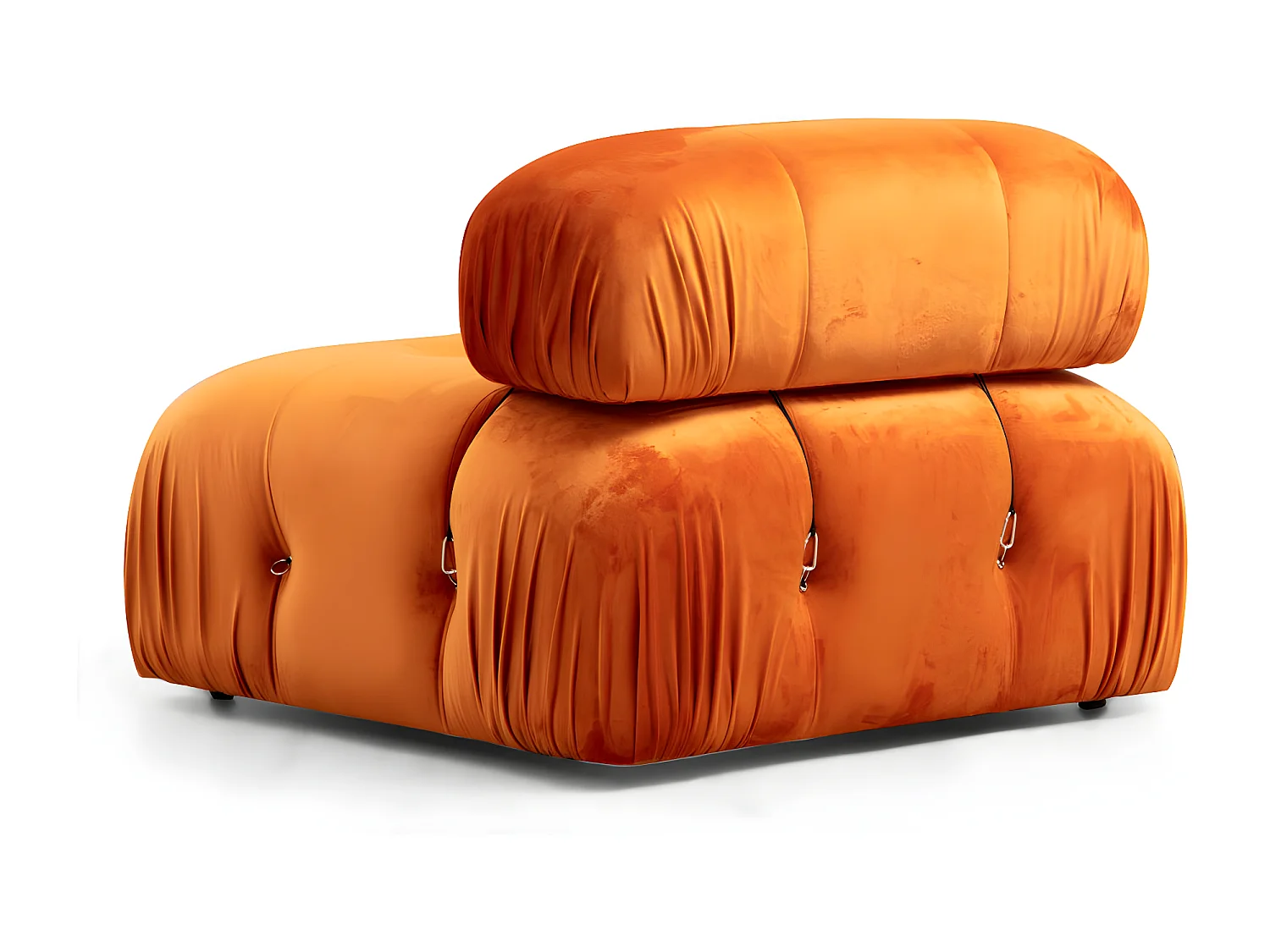 Canapé modulable velours orange 4 places avec pouf Noah