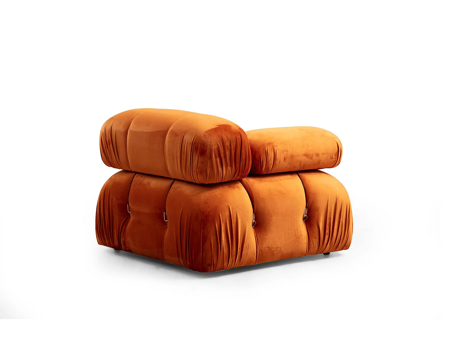 Canapé modulable velours orange 4 places avec pouf Noah