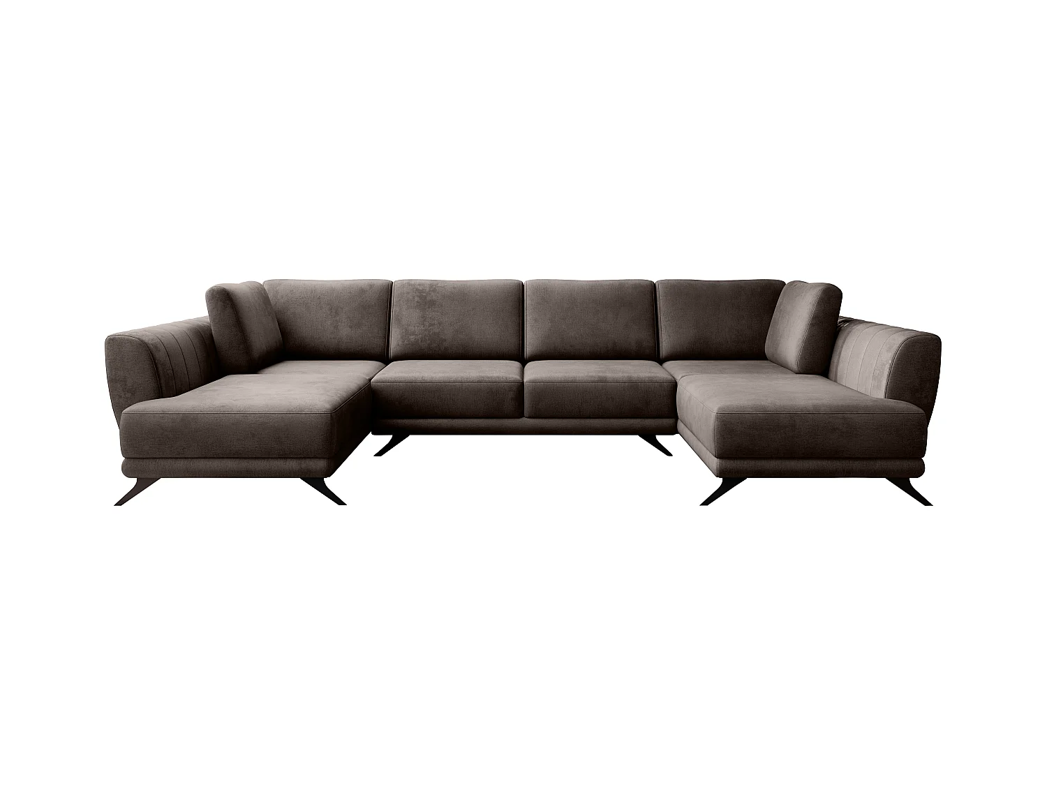Canapé d'angle panoramique 6 places tissu marron Largos 362cm