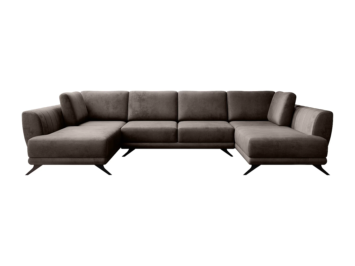 Canapé d'angle panoramique 6 places tissu marron Largos 362cm