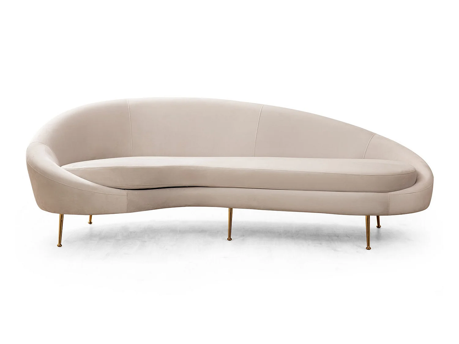Canapé 3 places tissu beige arrondi coté gauche Tazany 255cm