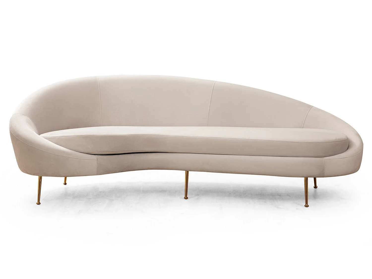 Canapé 3 places tissu beige arrondi coté gauche Tazany 255cm