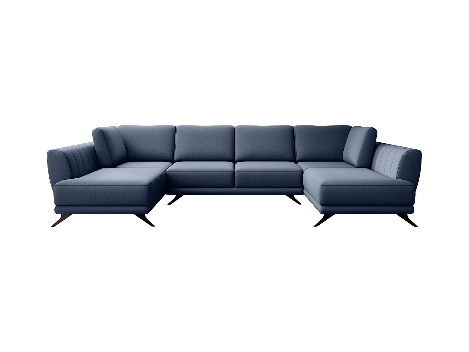 Canapé d'angle panoramique 6 places tissu bleu Largos 362cm