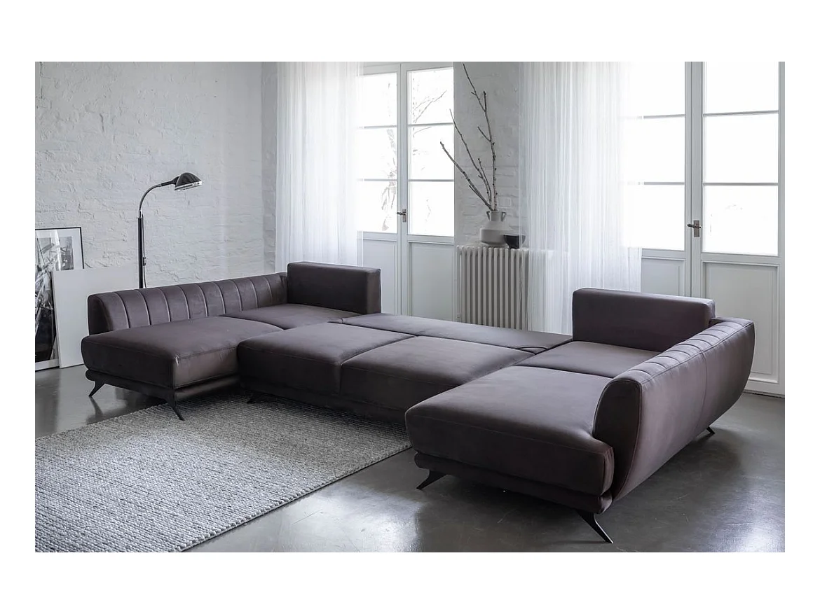 Panoramische bank LARGOS – Hoogwaardige stof-Kleur Blauwe Eend