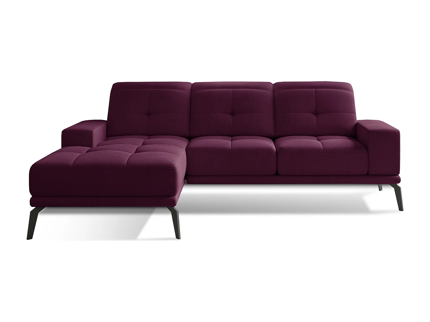 Linker hoekbank 5 zits bordeaux fluweel Torpille 265 cm