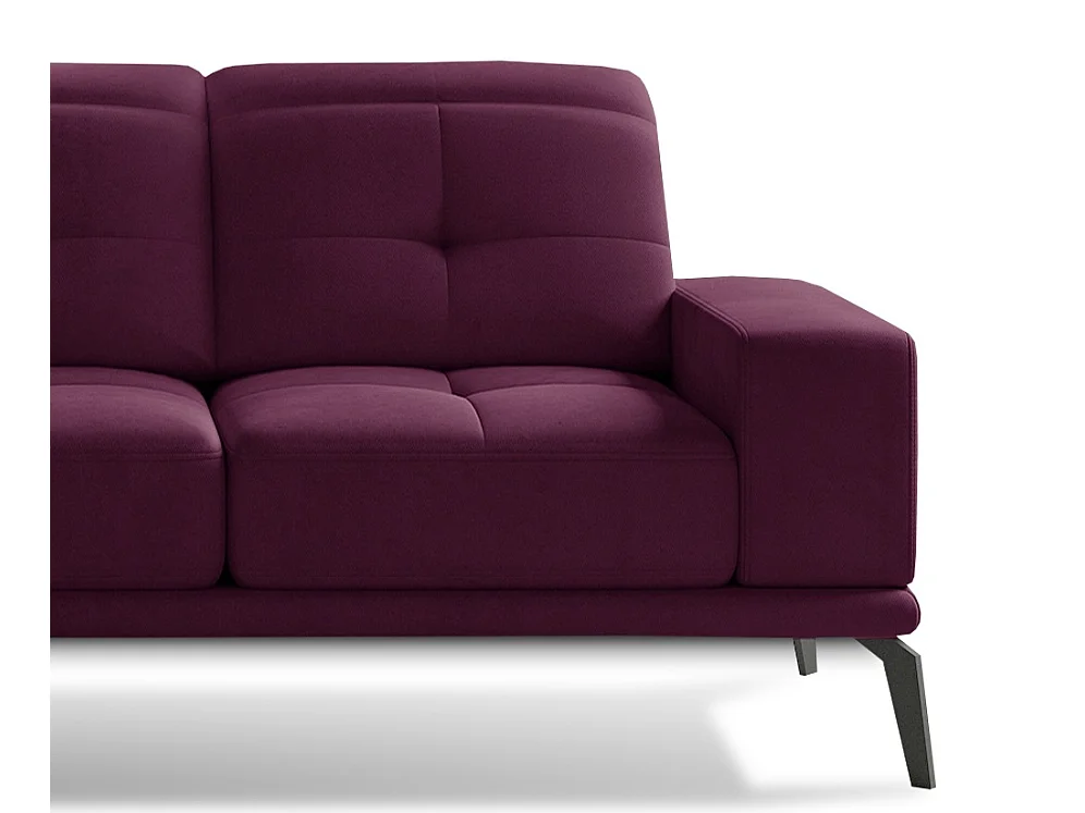 Linker hoekbank 5 zits bordeaux fluweel Torpille 265 cm