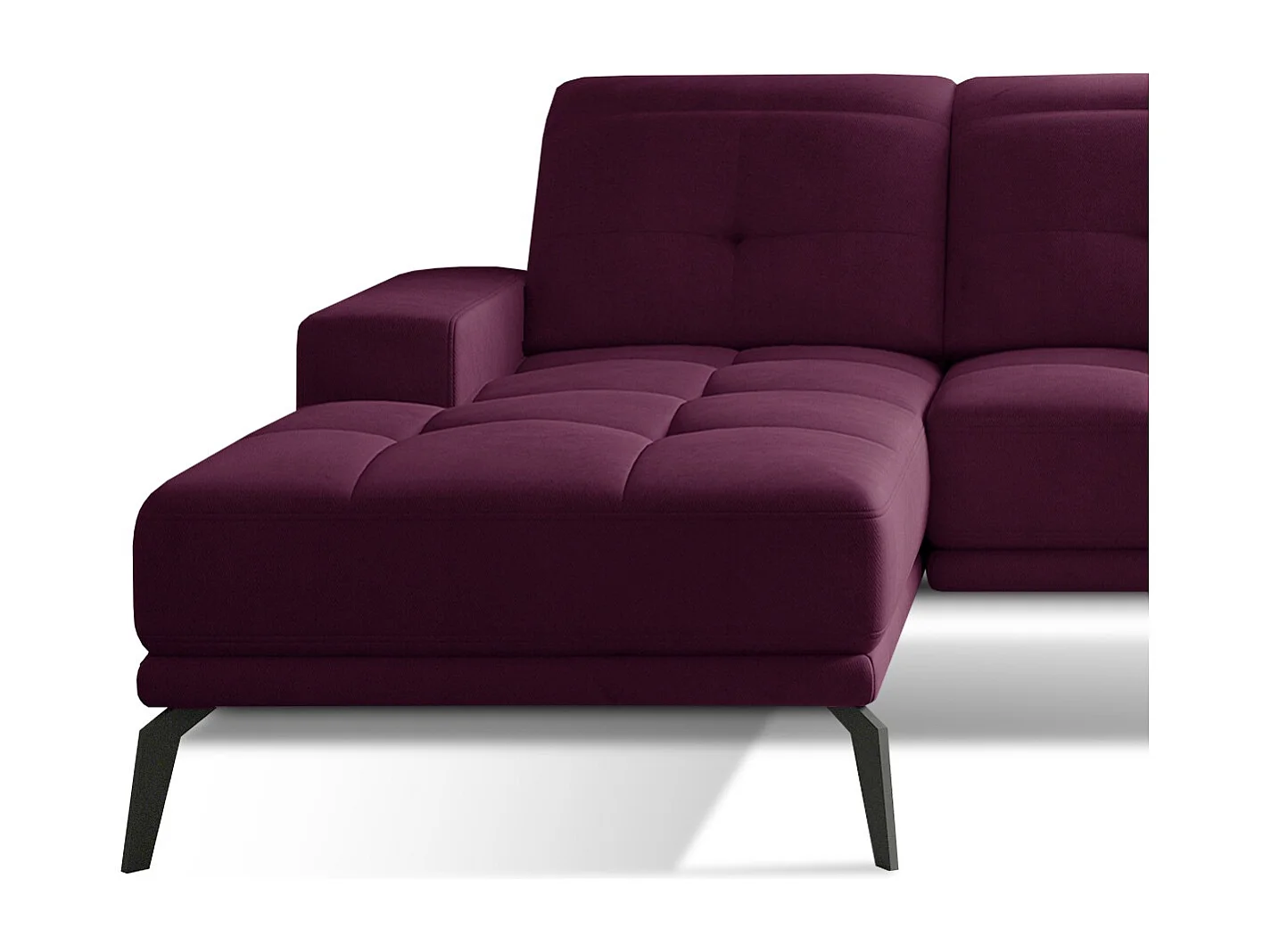 Linker hoekbank 5 zits bordeaux fluweel Torpille 265 cm