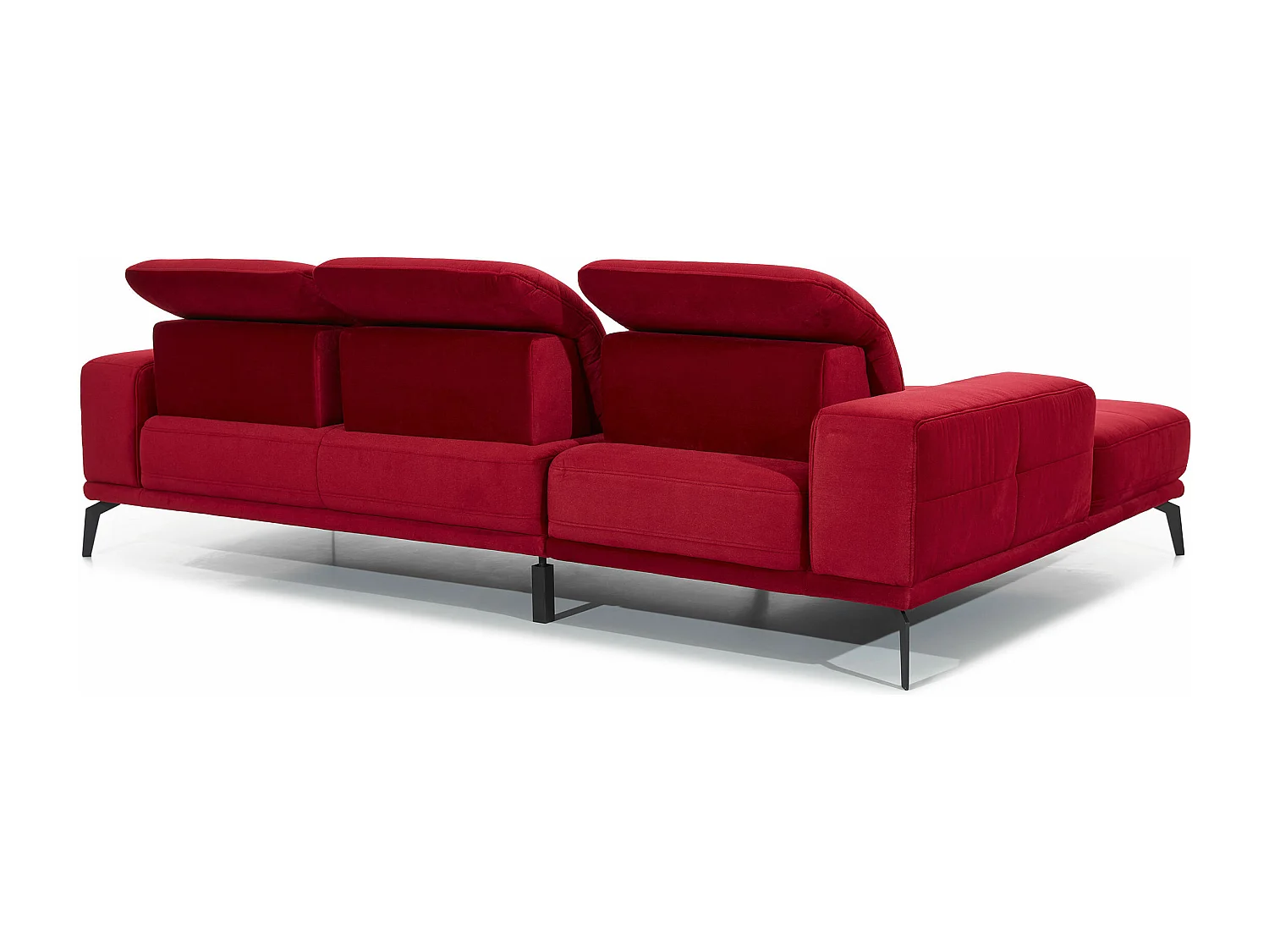 Linker hoekbank 5 zits bordeaux fluweel Torpille 265 cm