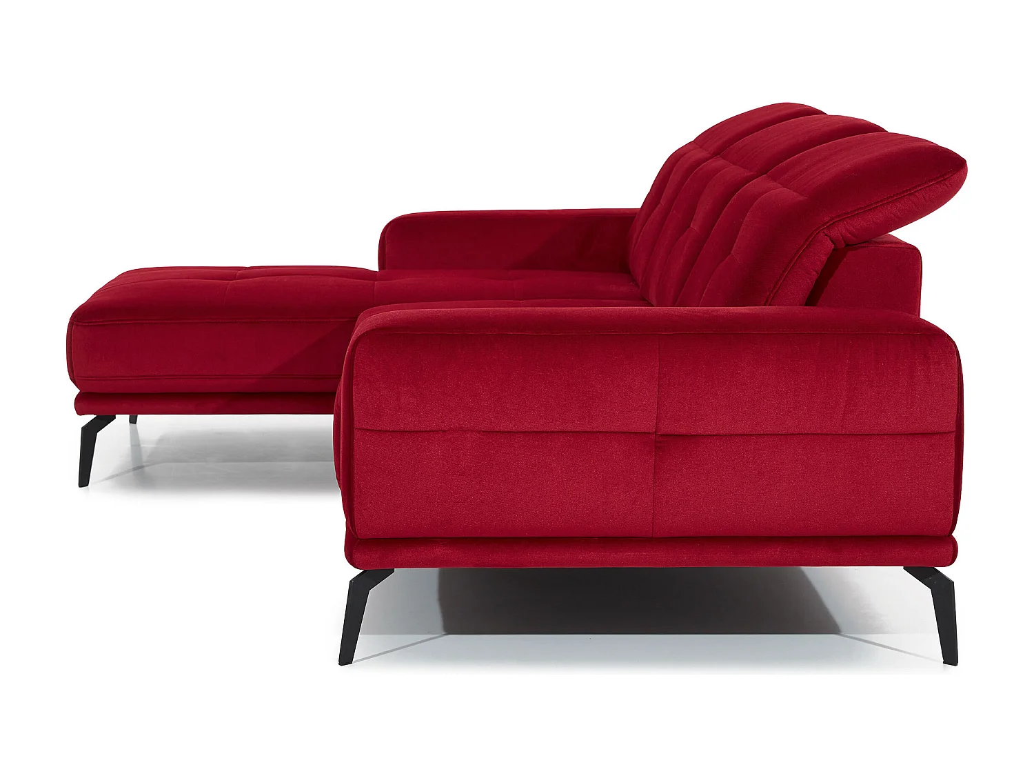 Linker hoekbank 5 zits bordeaux fluweel Torpille 265 cm