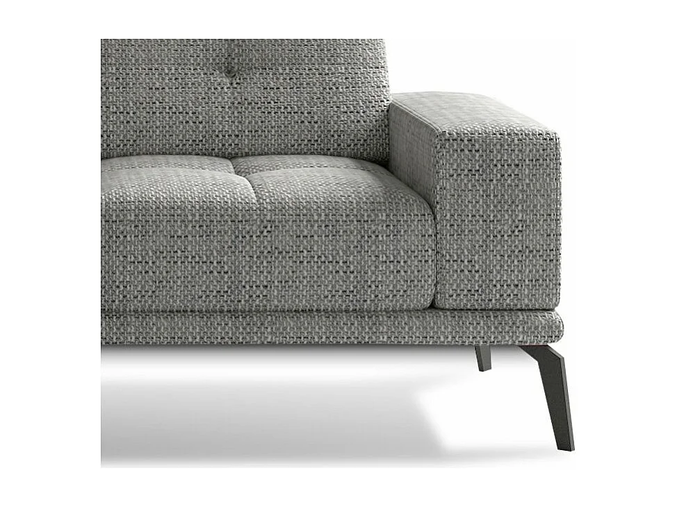 Canapé d'angle gauche 5 places tissu gris chiné Torpille 265cm