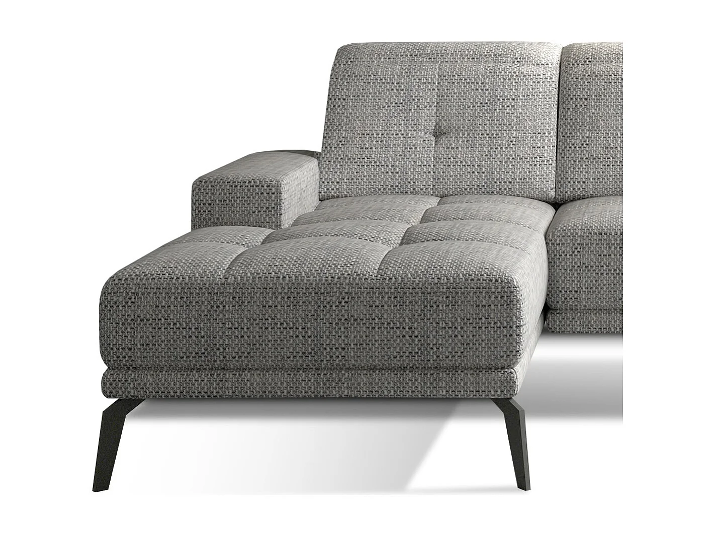 Canapé d'angle gauche 5 places tissu gris chiné Torpille 265cm