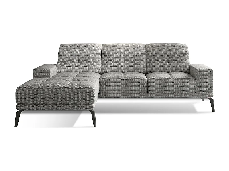 Canapé d'angle gauche 5 places tissu gris chiné Torpille 265cm