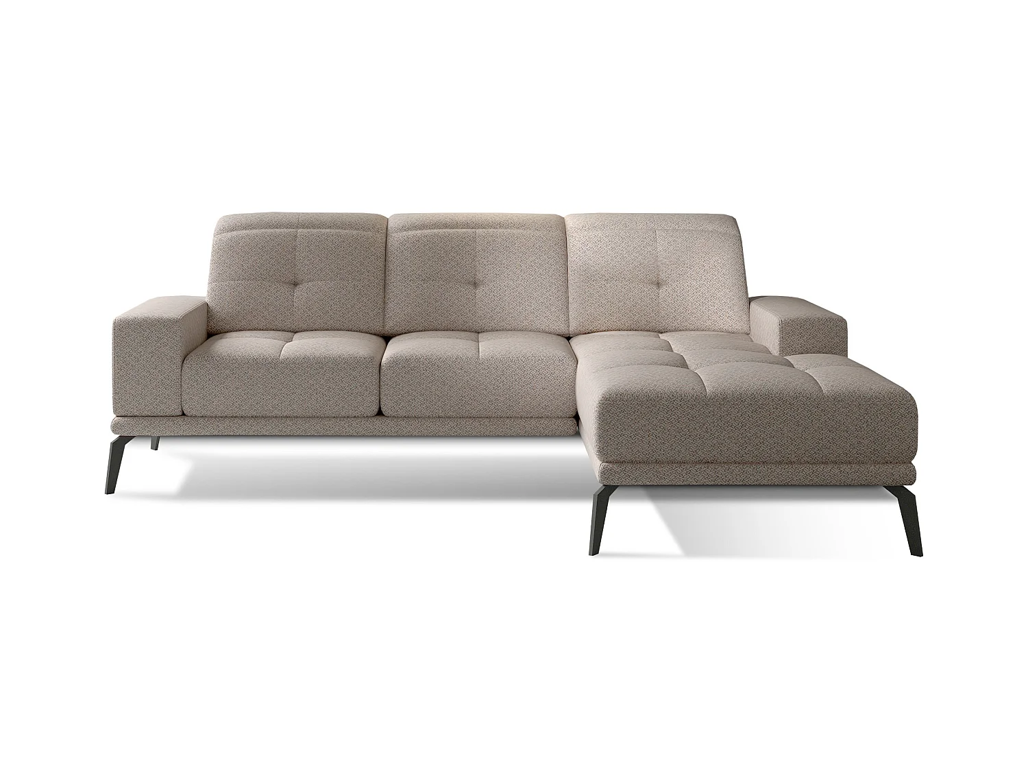 Canapé d'angle droit 5 places tissu beige Torpille 265cm
