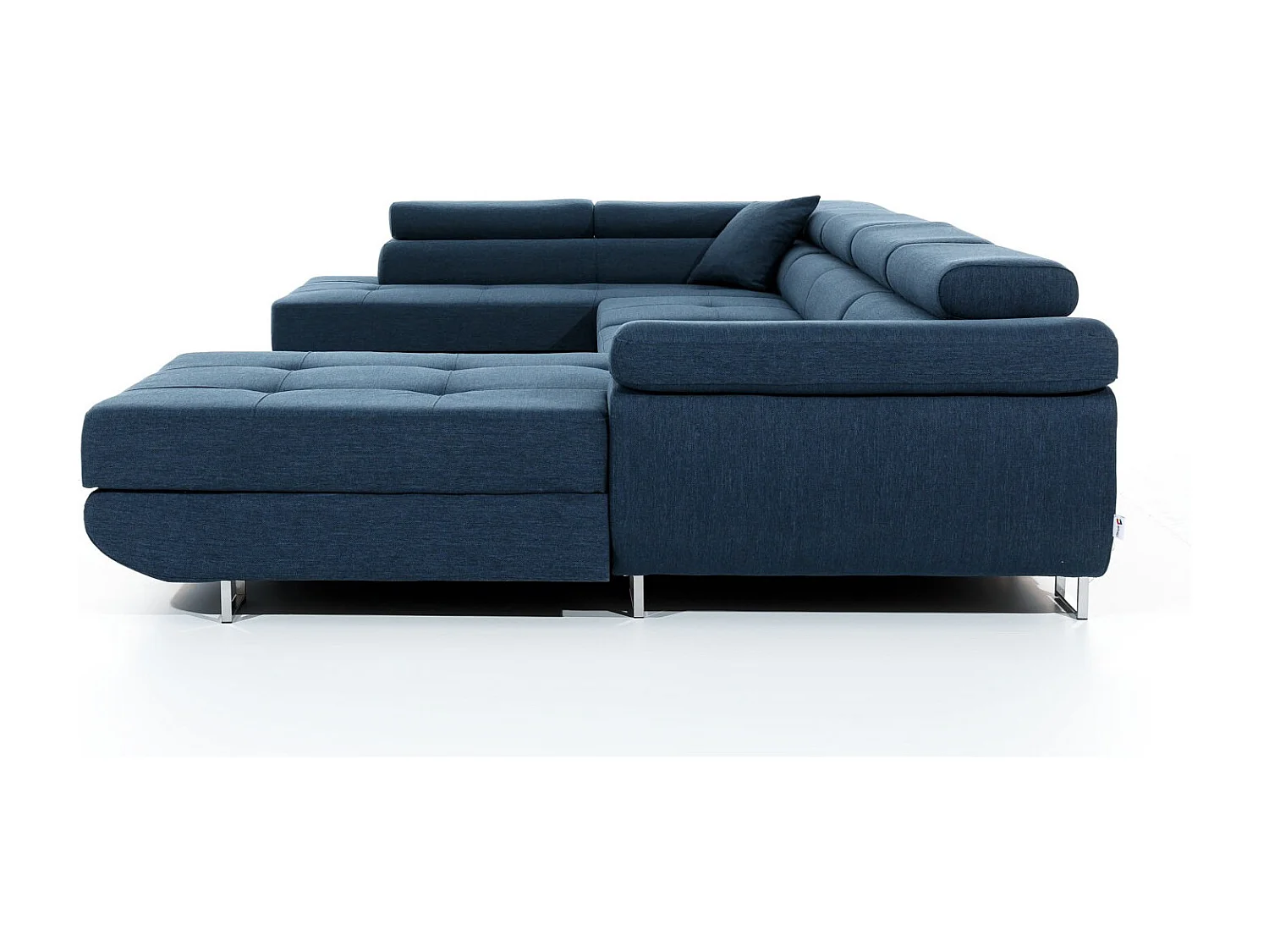 Canapé panoramique tissu gris foncé convertible avec coffre de rangement Romano 345cm-Coffre de rangement à gauche