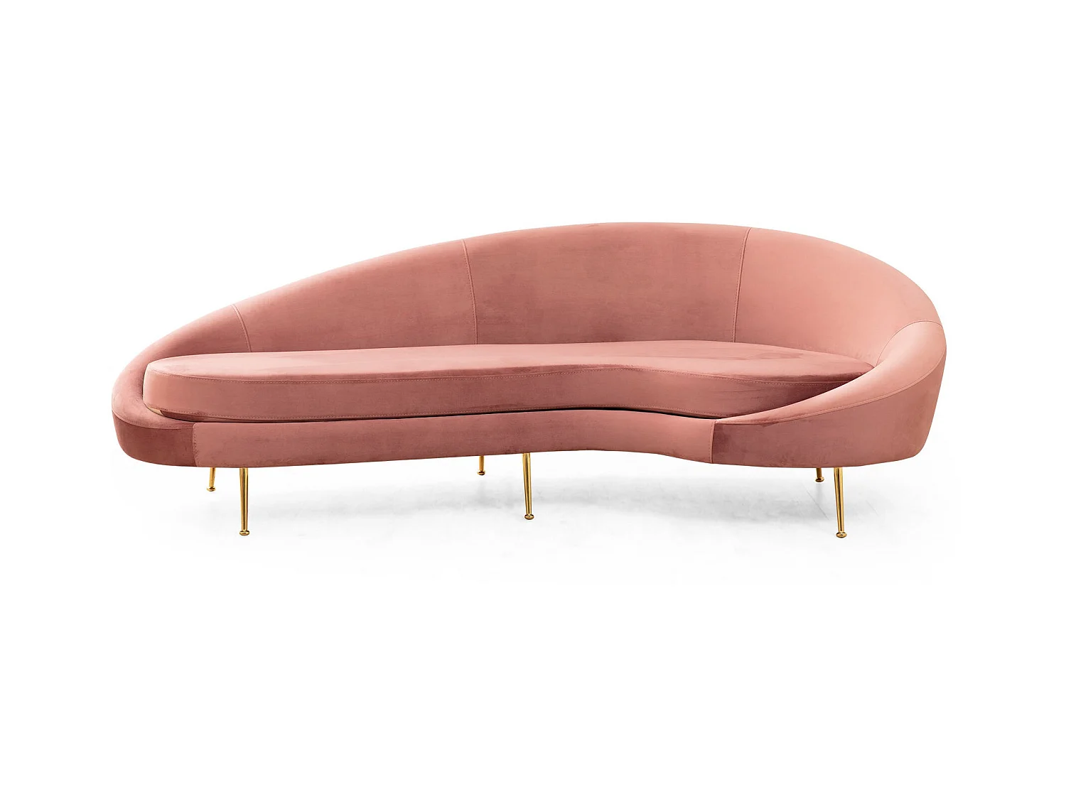 Canapé 3 places tissu rose arrondi coté droit Tazany 255cm