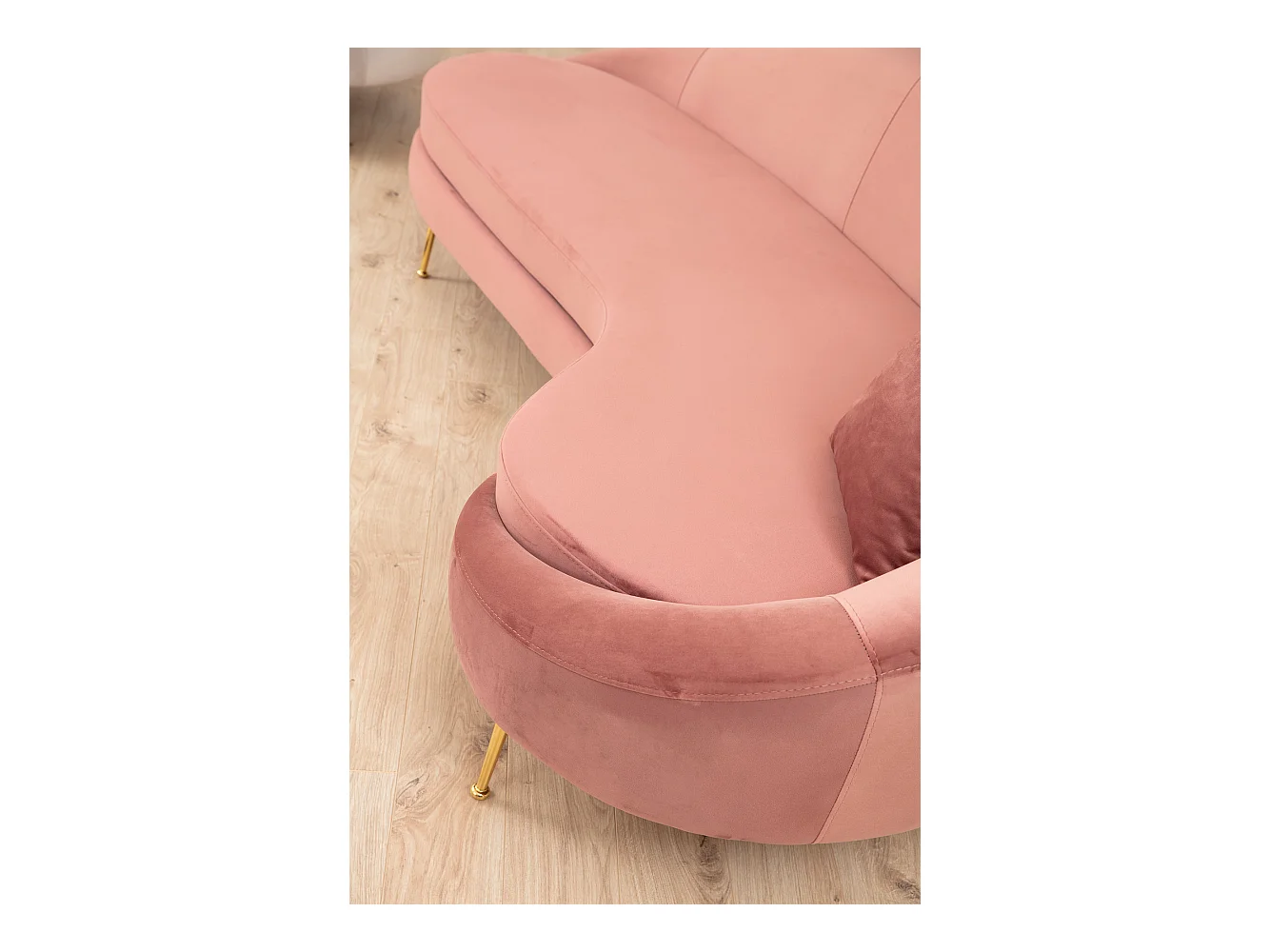 Canapé 3 places tissu rose arrondi coté droit Tazany 255cm
