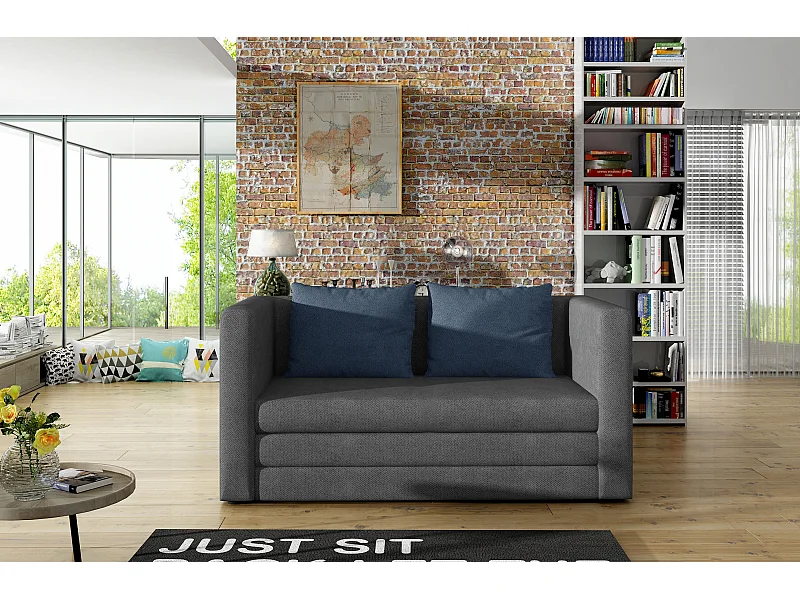 Petit canapé convertible tissu gris foncé Mouva 132cm