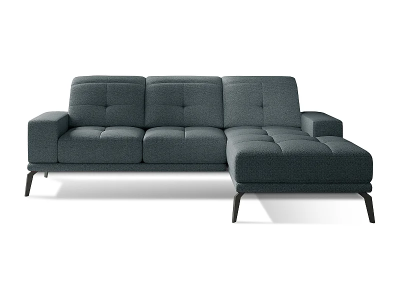 Canapé d'angle droit 5 places tissu bleu Torpille 265cm