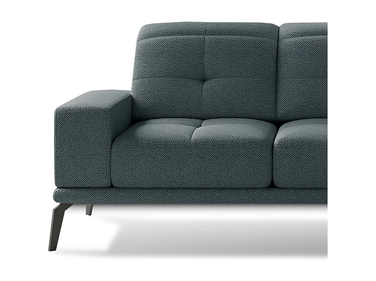 Canapé d'angle droit 5 places tissu bleu Torpille 265cm