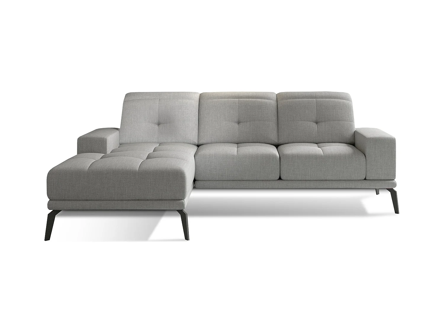 Canapé d'angle gauche 5 places tissu gris souris Torpille 265cm