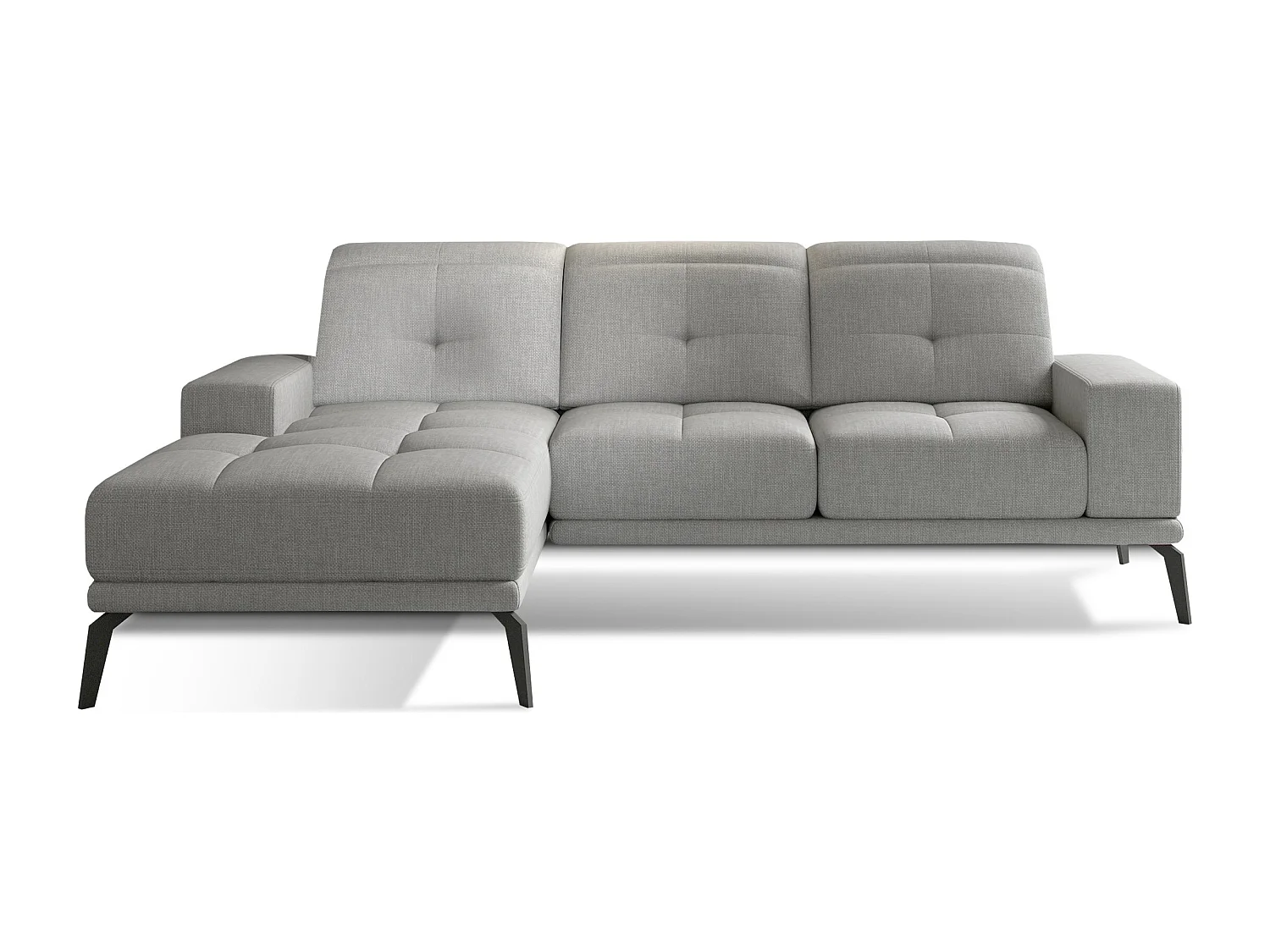 Canapé d'angle gauche 5 places tissu gris souris Torpille 265cm