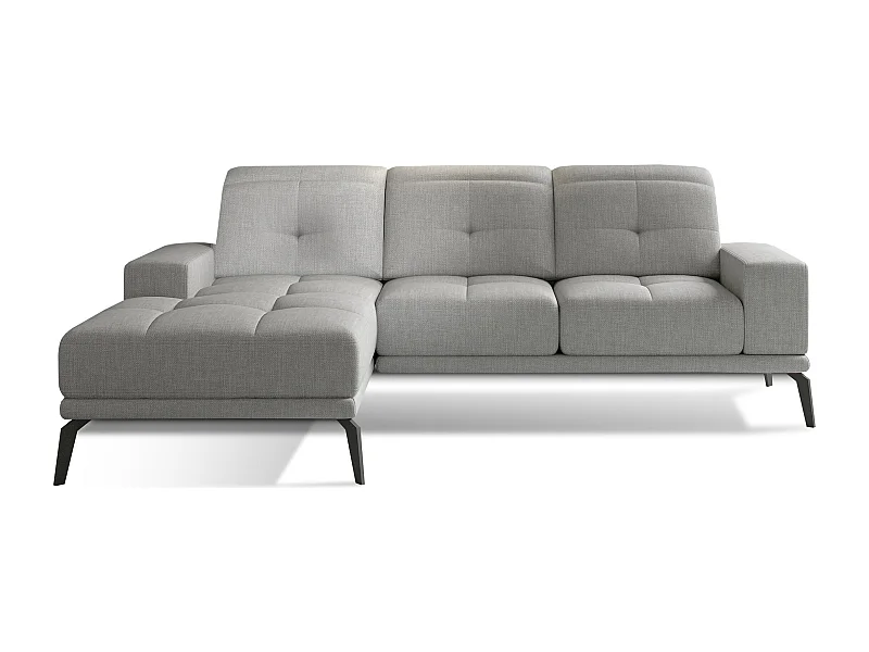 Canapé d'angle gauche 5 places tissu gris souris Torpille 265cm