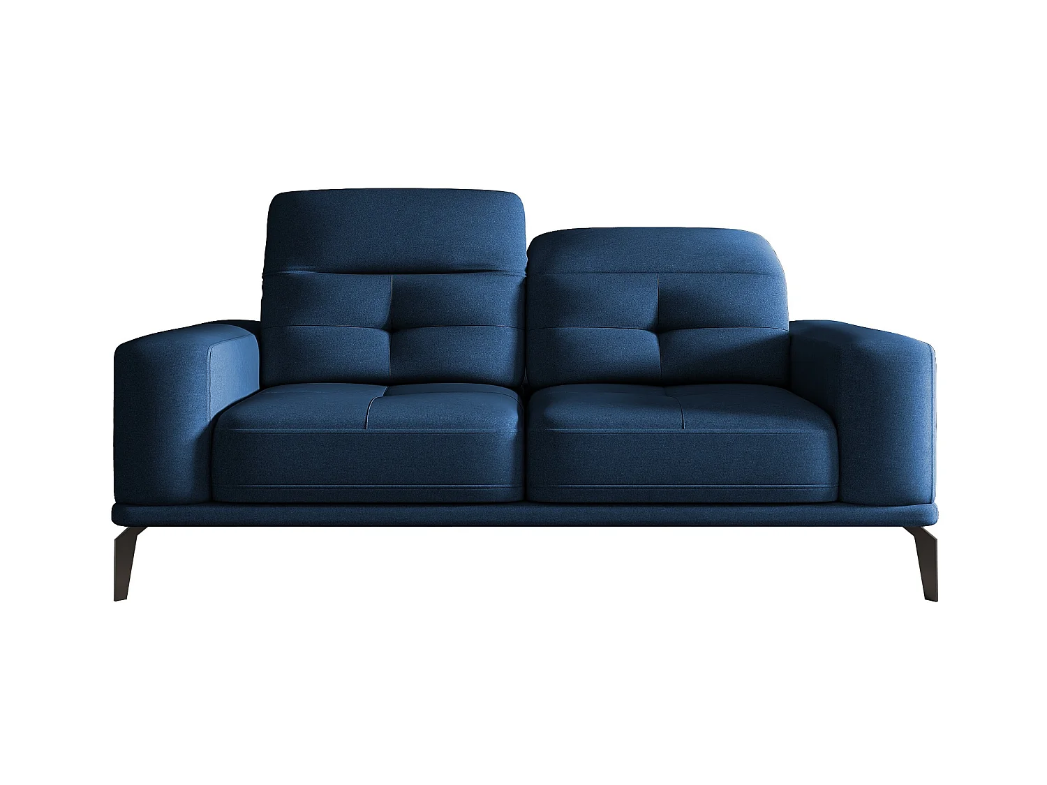 Canapé droit design 2-3 places tissu doux bleu foncé Torpille 195cm