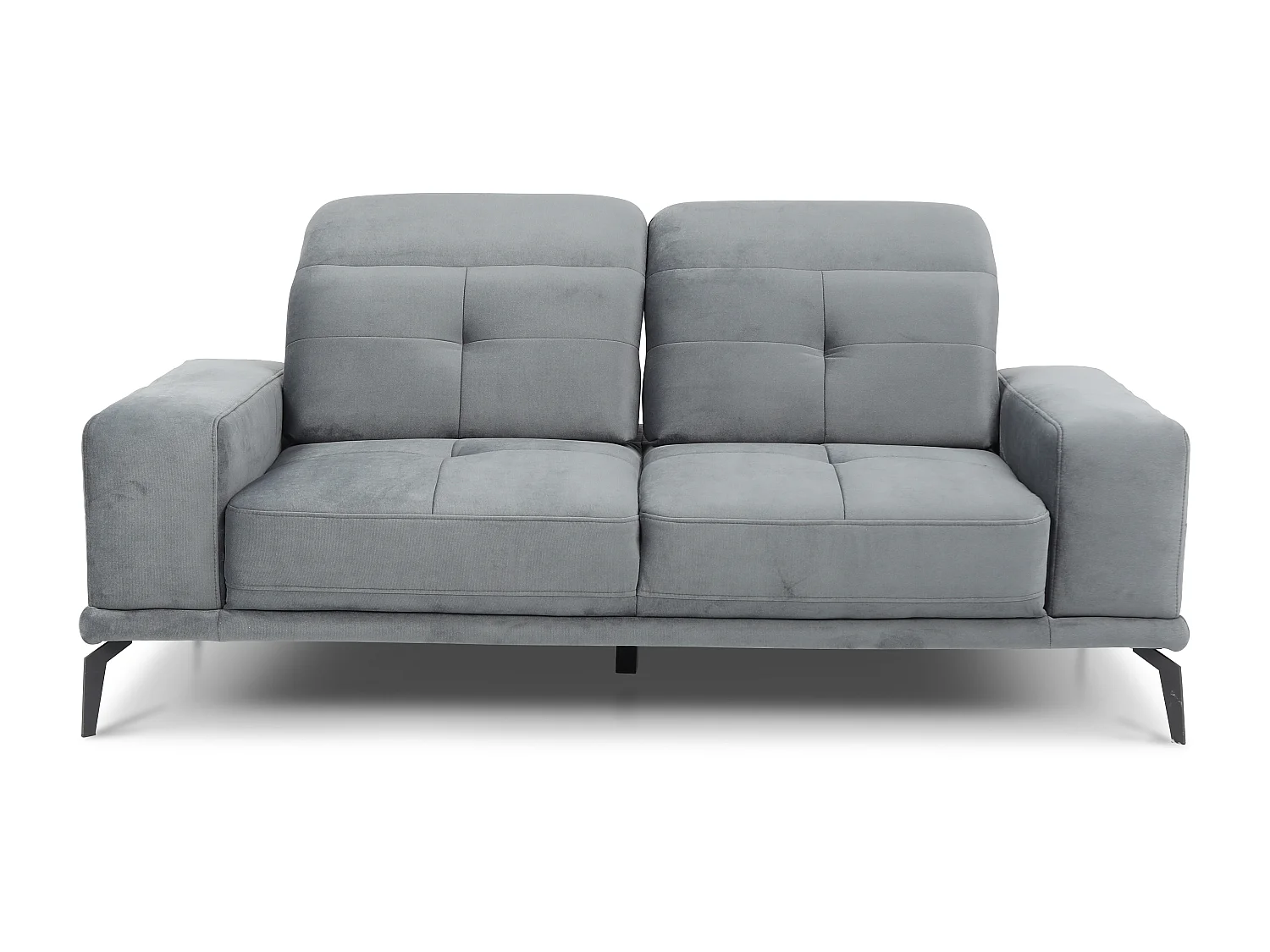 Canapé droit design 2-3 places tissu doux bleu foncé Torpille 195cm