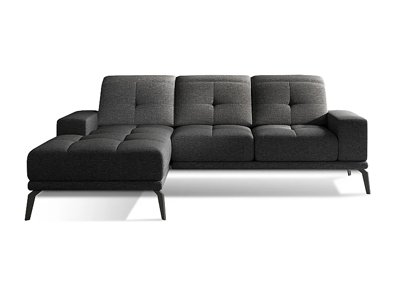 Canapé d'angle gauche 5 places tissu gris anthracite Torpille 265cm