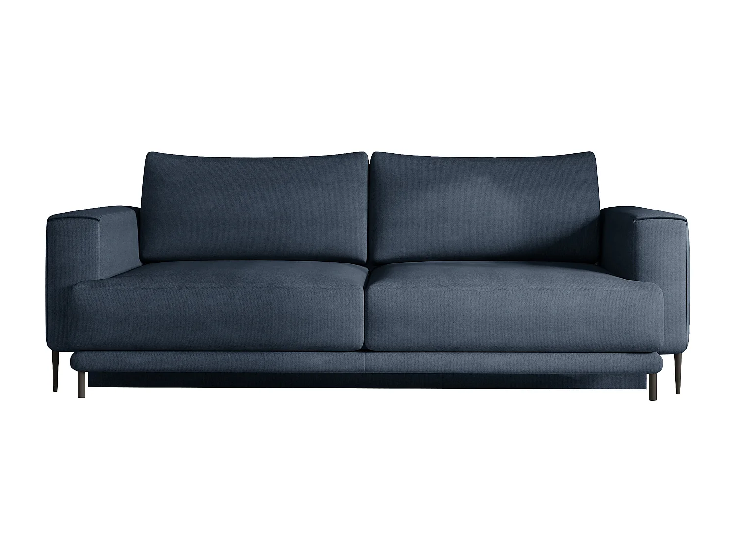 Canapé droit convertible coffre tissu DAVINA - Pieds métal noir-Bleu turquin