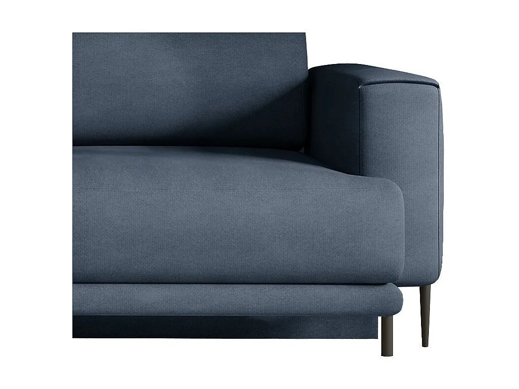 Canapé droit convertible coffre tissu DAVINA - Pieds métal noir-Bleu turquin