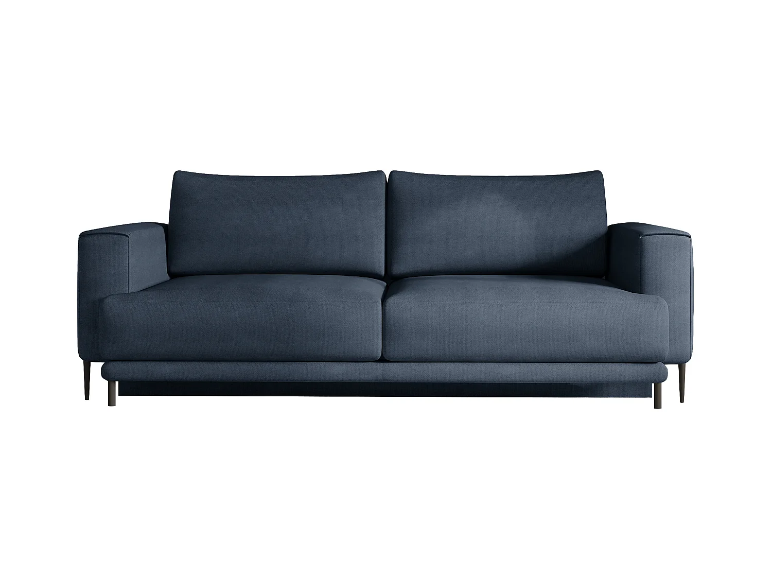 Canapé droit convertible coffre tissu DAVINA - Pieds métal noir-Bleu turquin