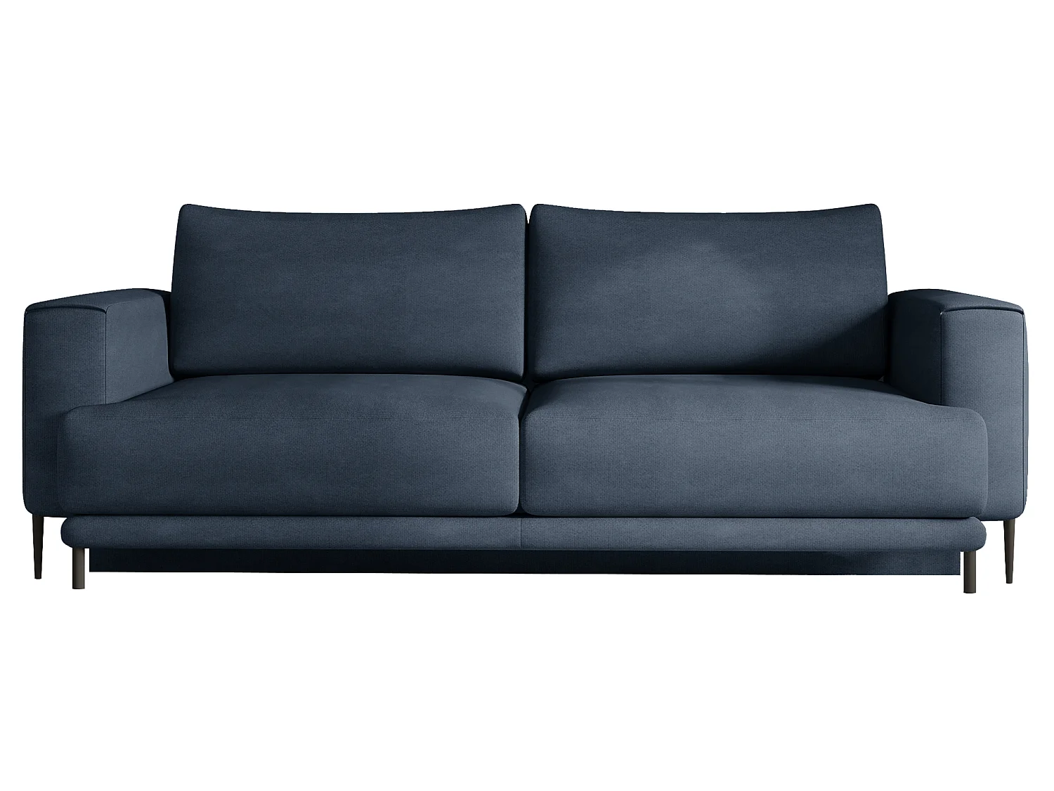 Sofá convertible recto de tela DAVINA con compartimento de almacenamiento - Patas de metal negro-Azul turquesa