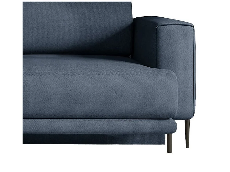 Sofá convertible recto de tela DAVINA con compartimento de almacenamiento - Patas de metal negro-Azul turquesa