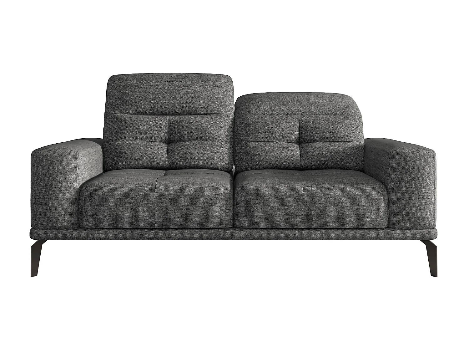 Designer rechte bank 2/3 zits zachte donkergrijze stof Torpille 195 cm