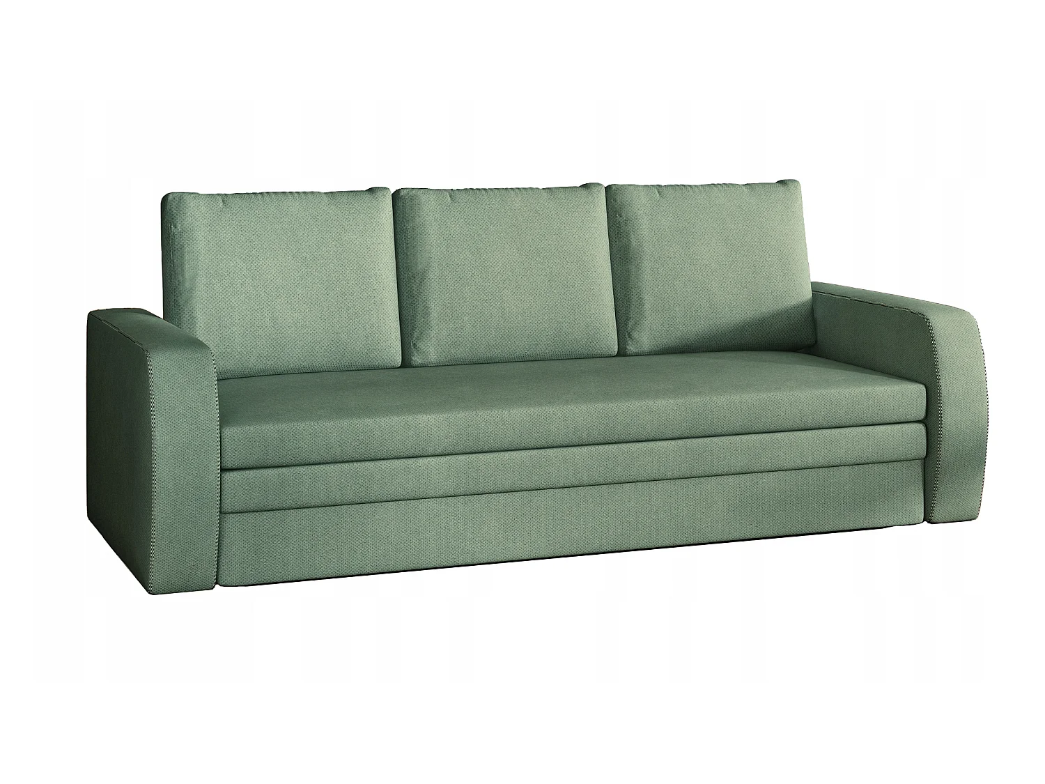 Canapé lit tissu vert avec coffre de rangement Liverna 220cm