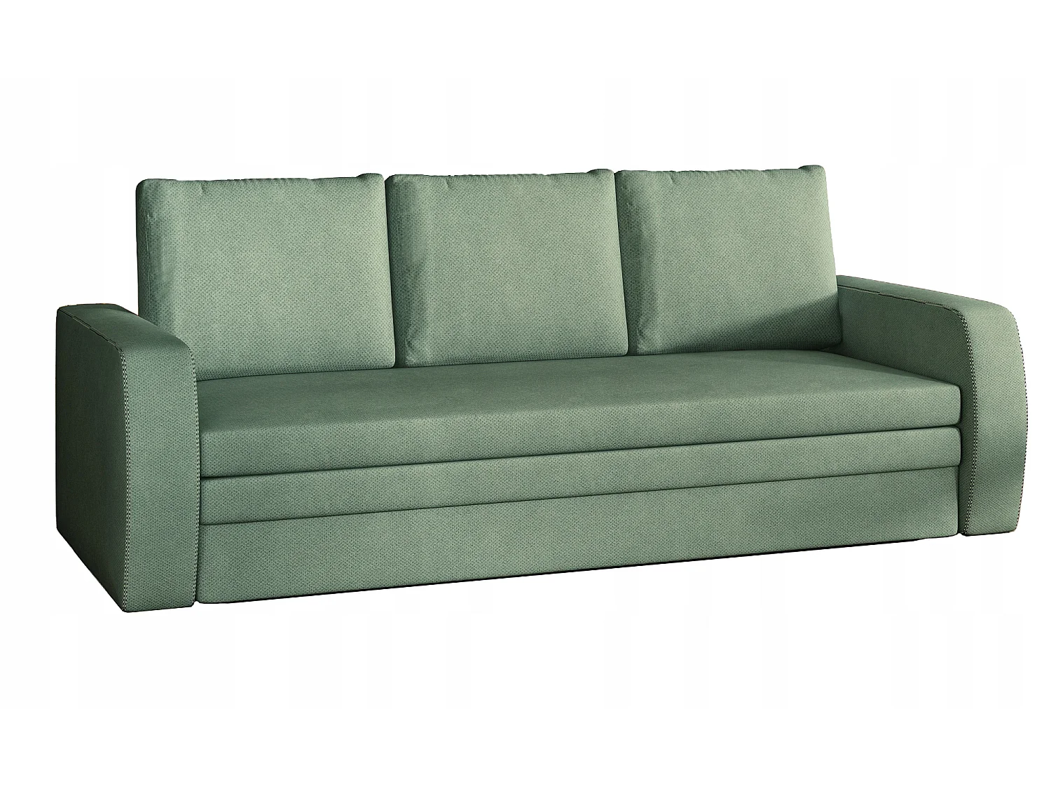 Canapé lit tissu vert avec coffre de rangement Liverna 220cm