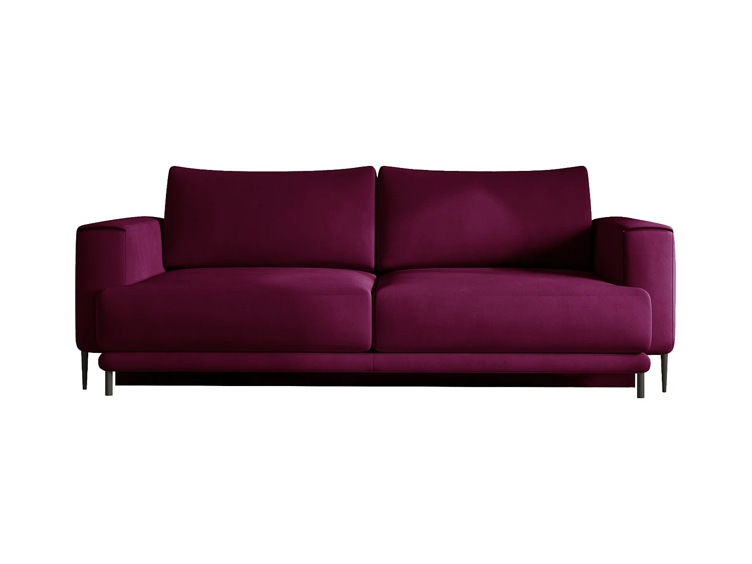Canapé convertible design 4 places velours bordeaux et pieds métal noir Arkia 260cm