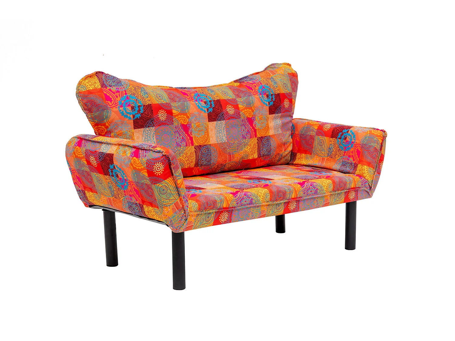 Canapé convertible 2 places tissu patchwork Kalos 140cm