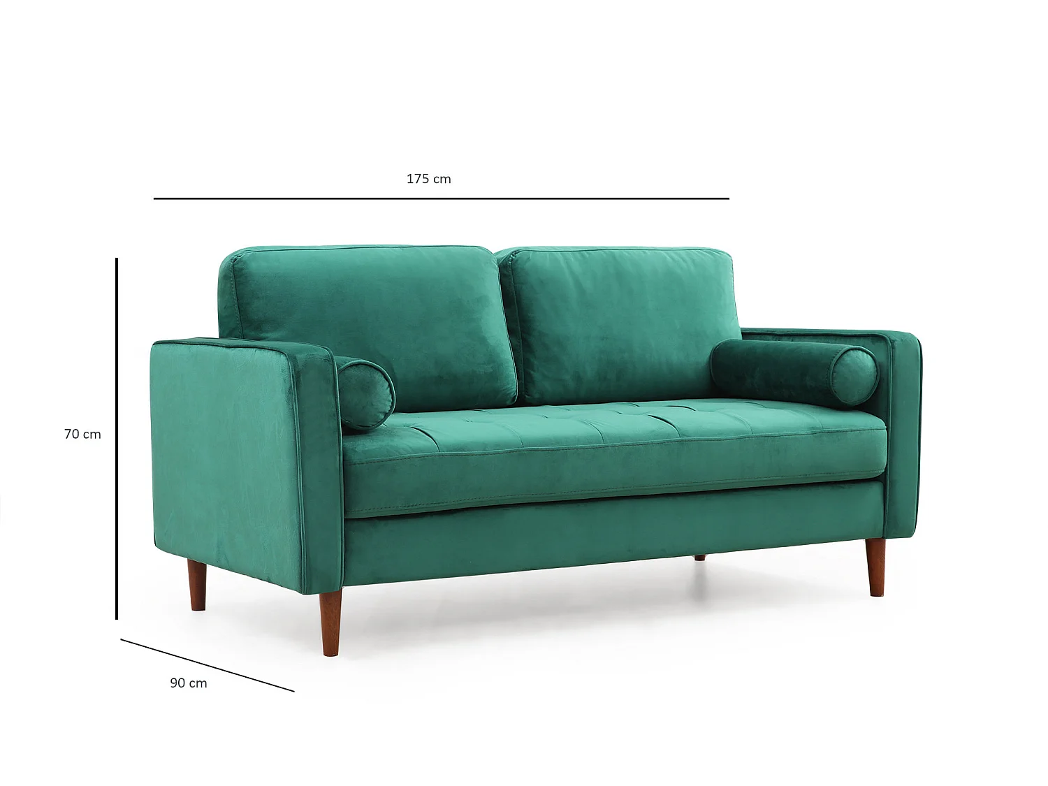 Canapé 2 places velours vert Romuza 175cm