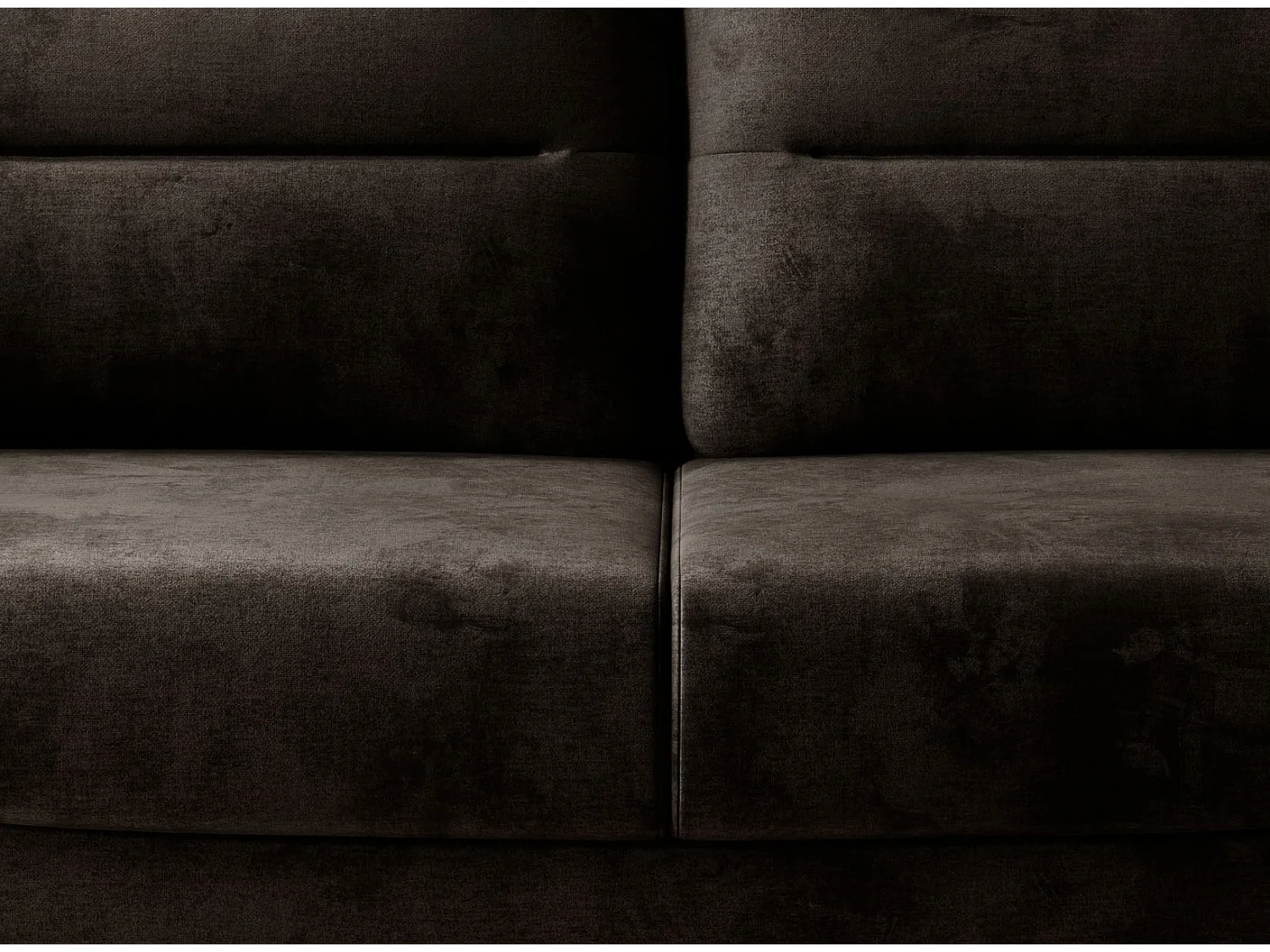 Sofá convertible recto de terciopelo ZURIK - Caja de almacenaje y patas de metal negro-Color Marrón oscuro