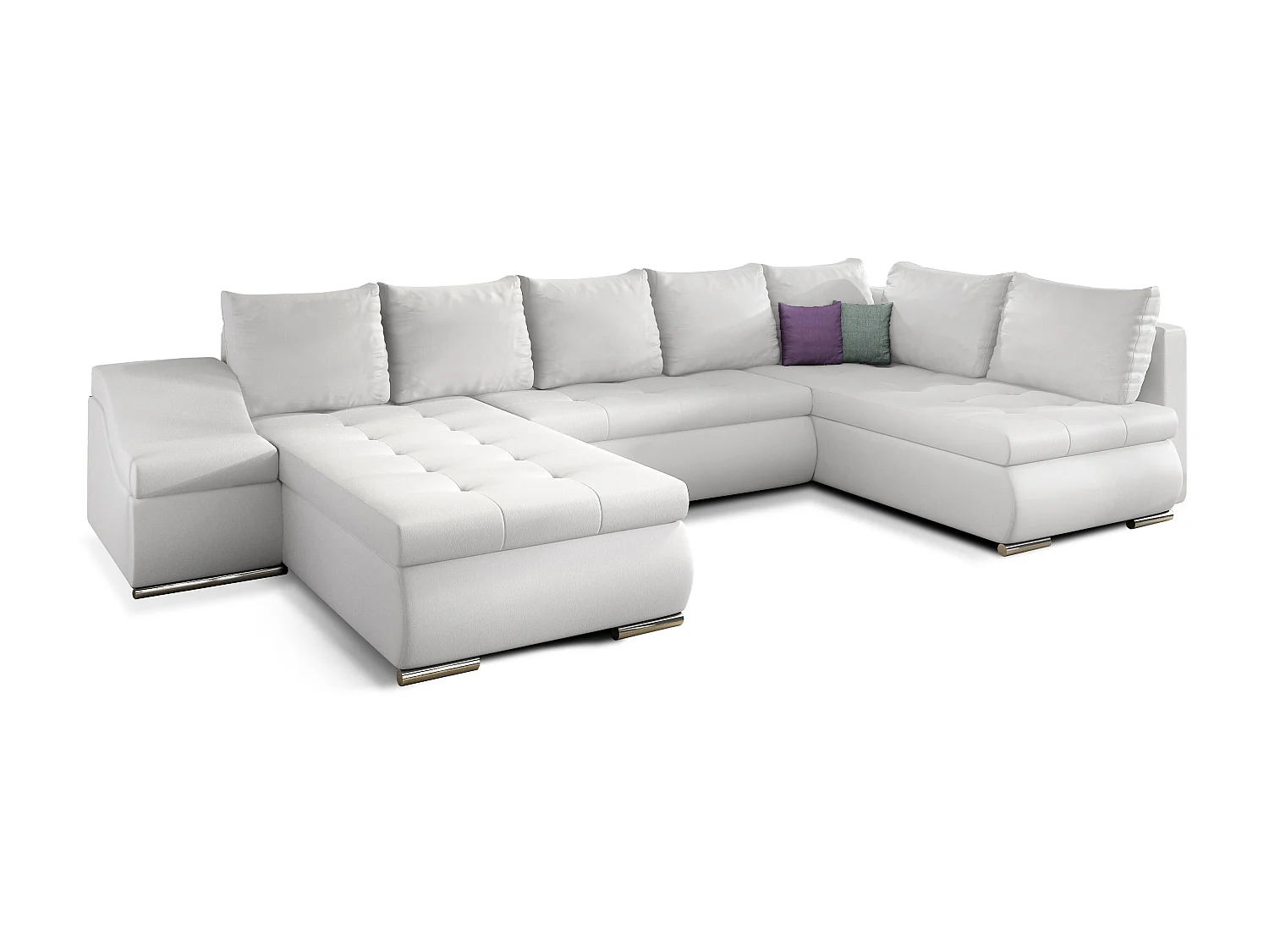 Jonaz witte kunstleren panoramische slaapbank 340 cm-Dagbed Naar links