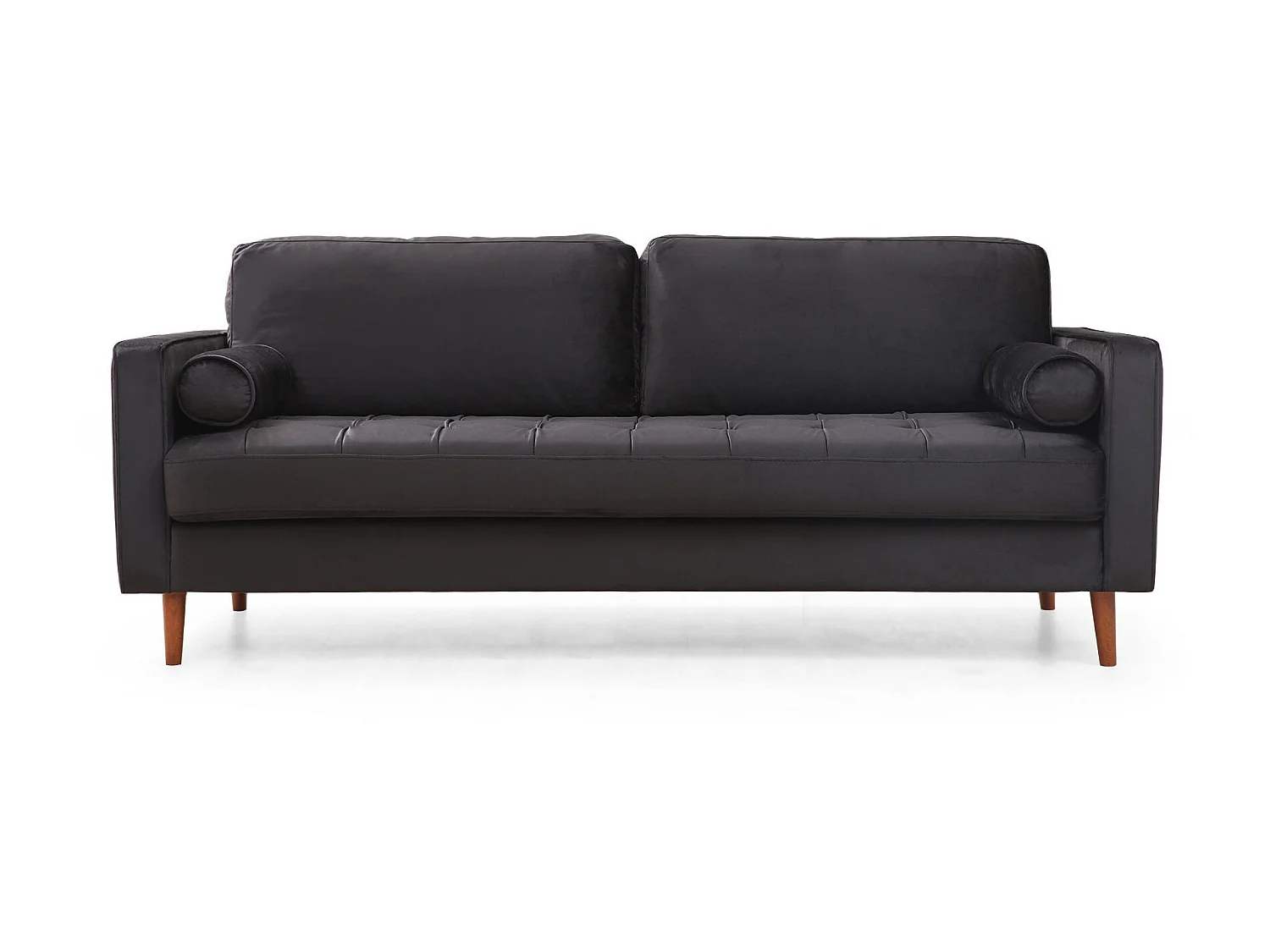 Canapé 3 places velours noir Romuza 215cm