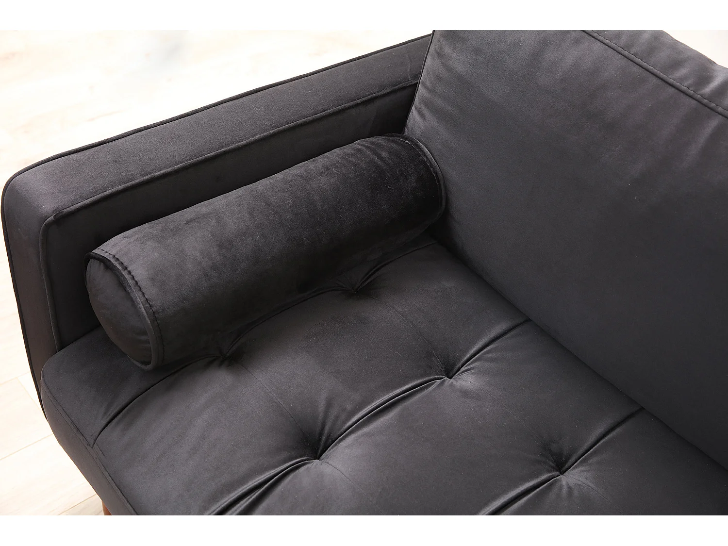 Canapé 3 places velours noir Romuza 215cm