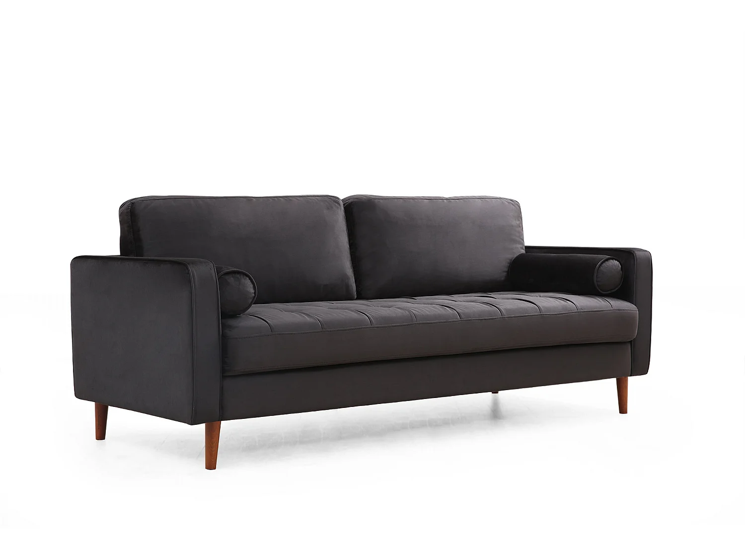 Canapé 3 places velours noir Romuza 215cm