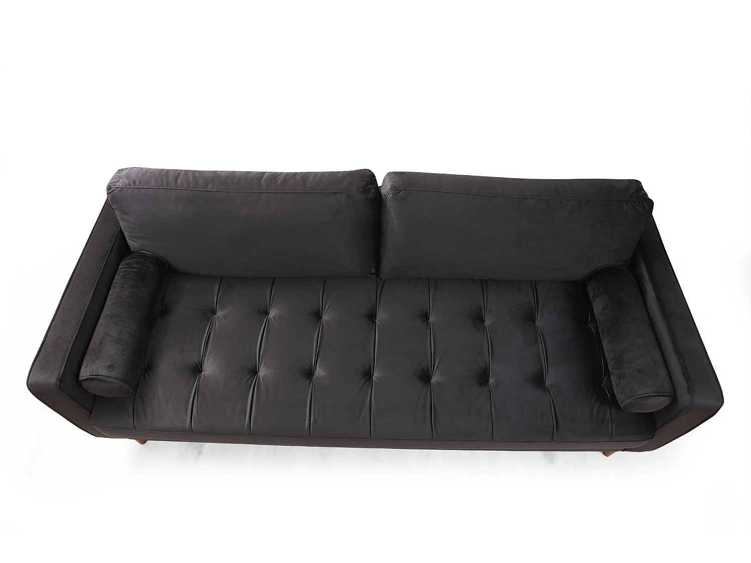 Canapé 3 places velours noir Romuza 215cm