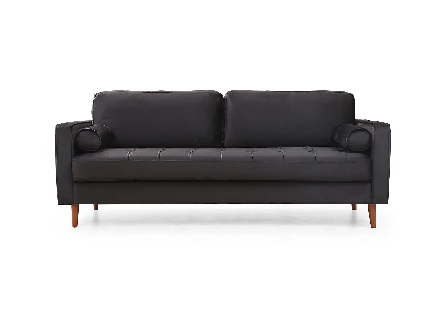 Canapé 3 places velours noir Romuza 215cm